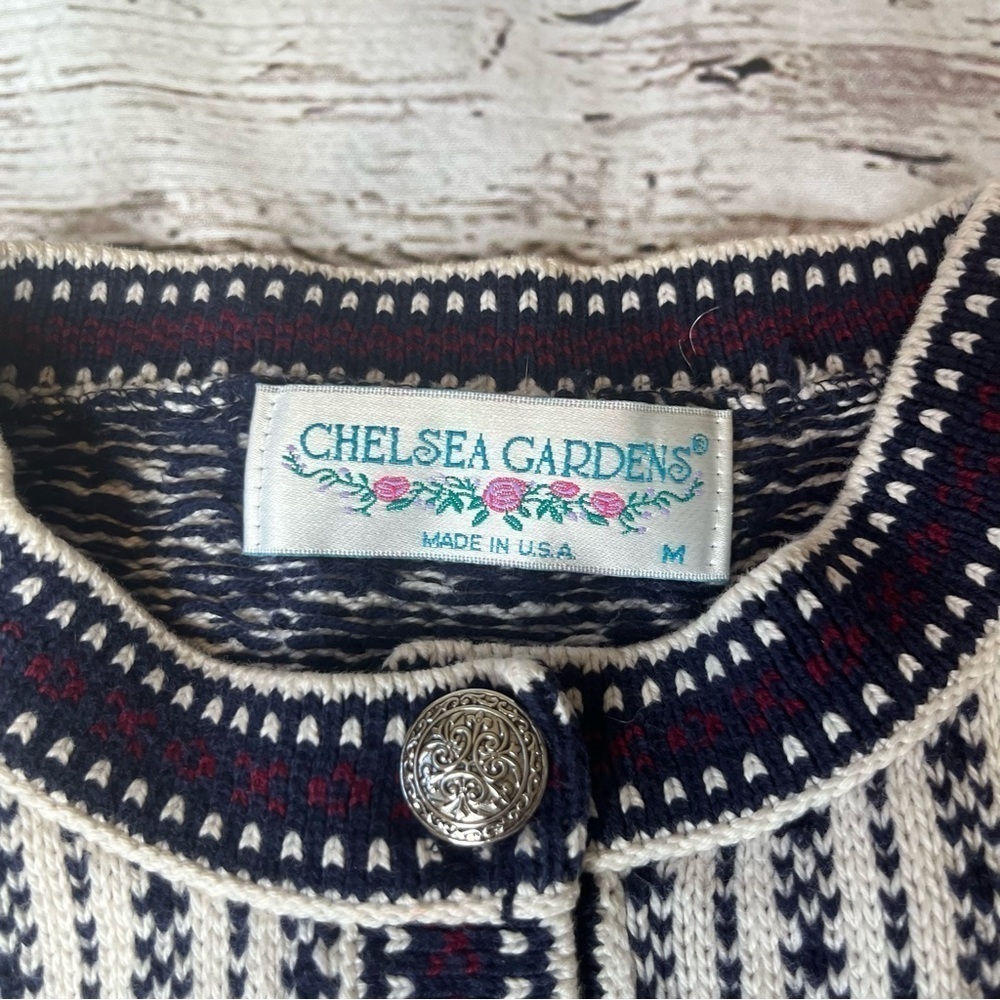 Vintage Chelsea Gardens Knit Cardigan Sweater Size M - Picture 2 of 8
